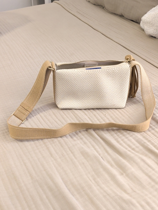 Rothy's Handbags - Rothy's The Casual Cream Woven Crossbody Bag with Tan Strap